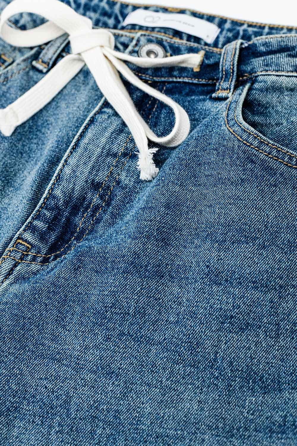 Straight Blue Jean With Drawstring