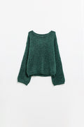 Cozy Balloon Sleeve Jumper in Emerald Green