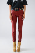 Bordeaux Faux Leather Super Skinny Pants