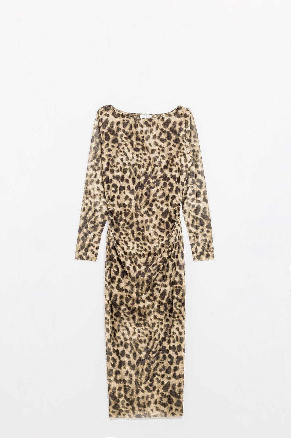 sheer long sleeve leopard print bodycon midi dress