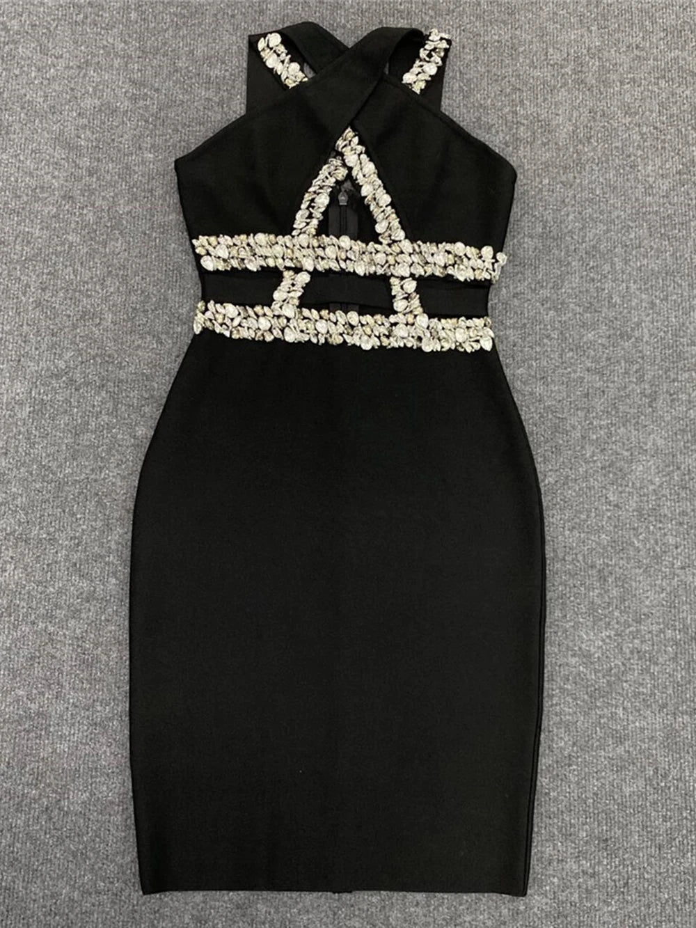 UNIKCOSA NoirFit Cross Hollow Handmade Bandage Dress 💫