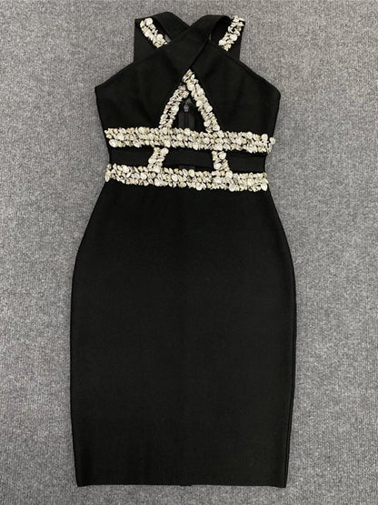 UNIKCOSA NoirFit Cross Hollow Handmade Bandage Dress 💫