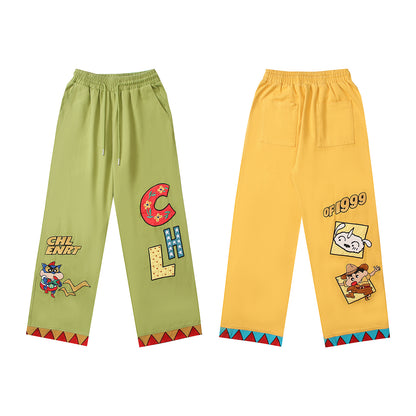 UNIKCOSA ArtMood Cartoon Embroidered Straight Leg Pants