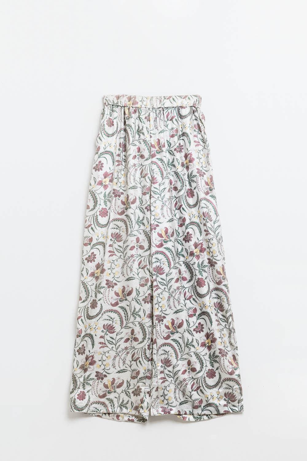 gray flower printed satin pants