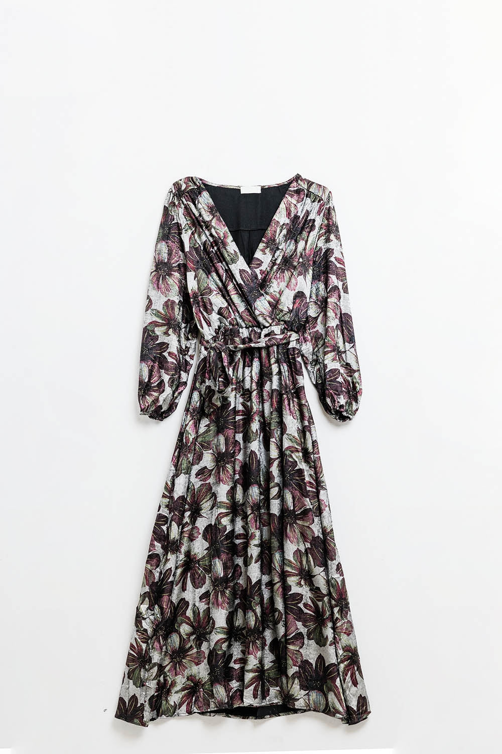 maxi dress with metallic effect flower print