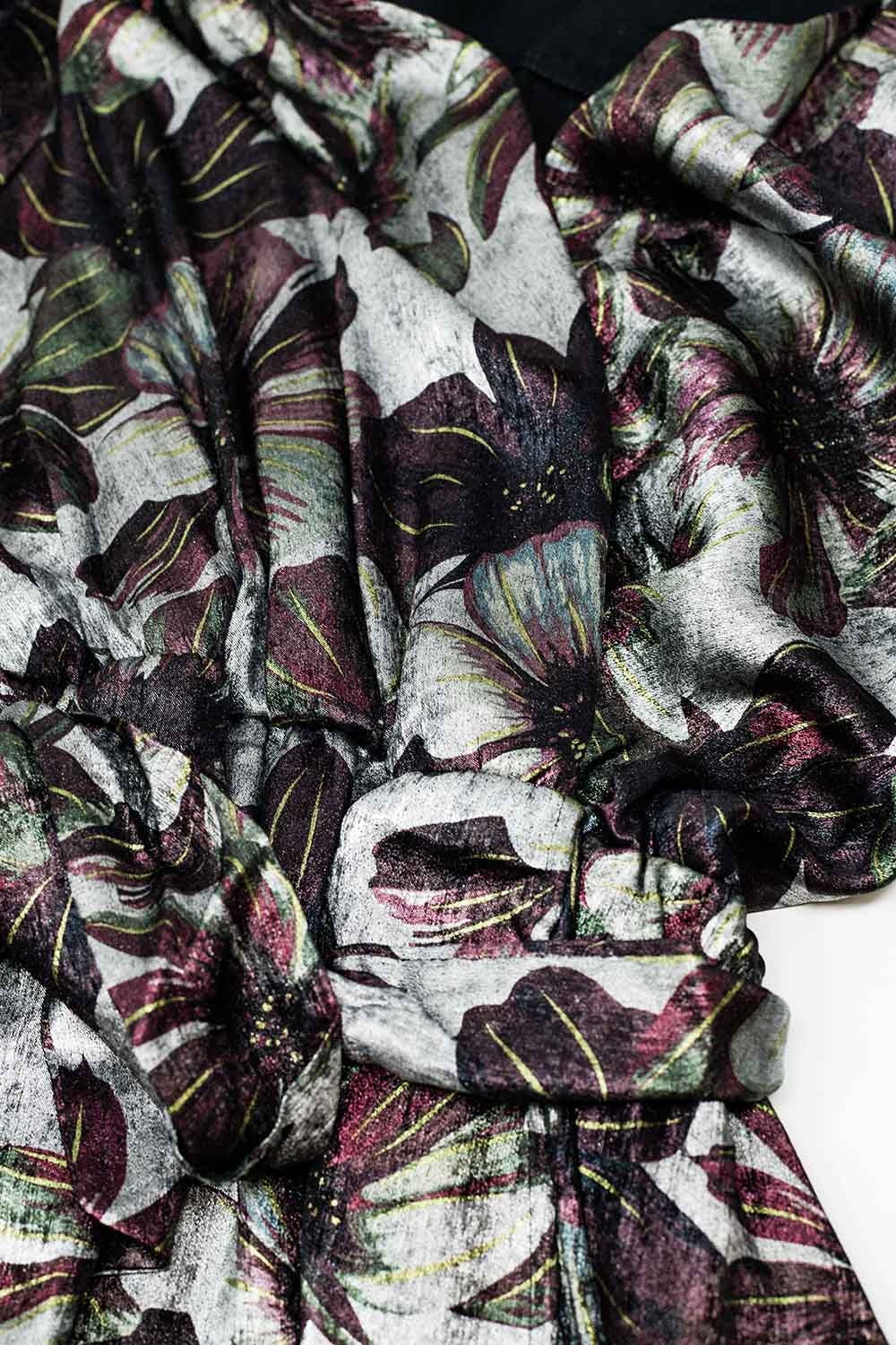 maxi dress with metallic effect flower print