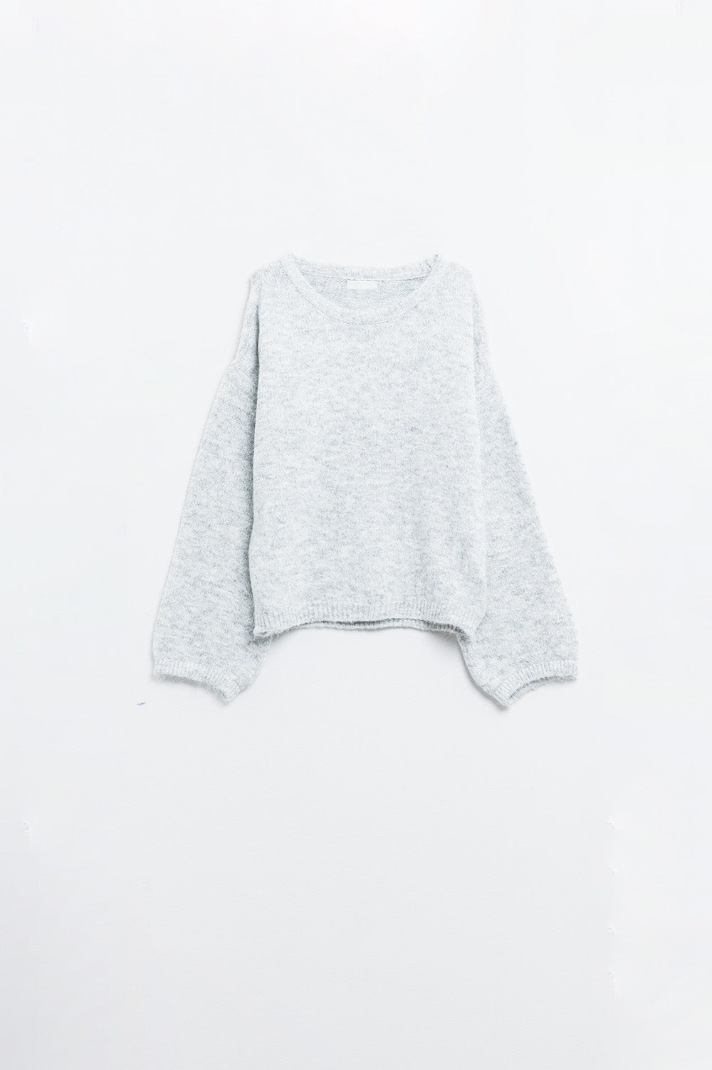 Cozy Balloon Sleeve Sweater in light grey