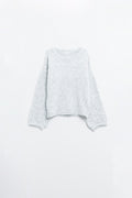 Cozy Balloon Sleeve Sweater in light grey