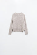 Basic Knited Crew Neck Sweater in beige color