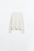 Basic Knited Crew Neck Sweater in cream color