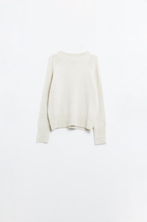Basic Knited Crew Neck Sweater in cream color — view 1 of 2