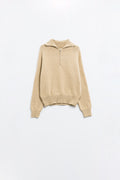 beige sweater with zipper closure