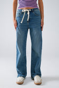 Straight Blue Jean With Drawstring