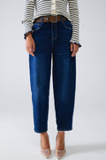 Wide Leg Mom Jeans In Mid Wash