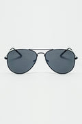 Retro Aviator SunglassesWith Smoke Lense in Black