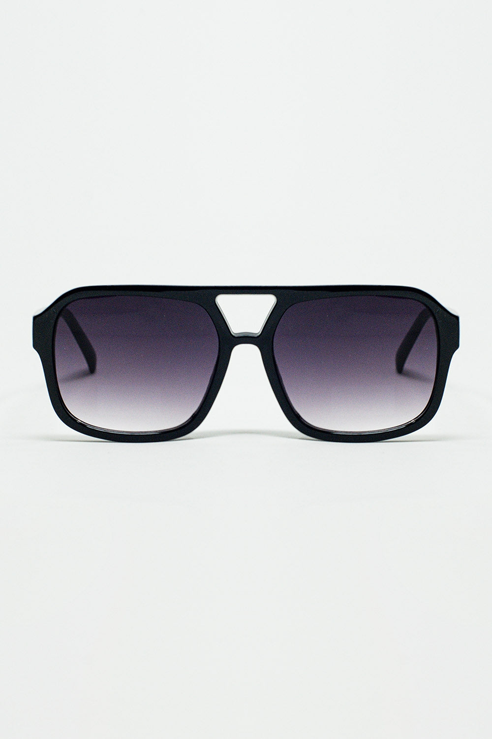 70's Aviator Sunglasses With Smoke Black Lense in Black