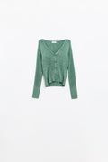 Textured Cardigan In Mint Green