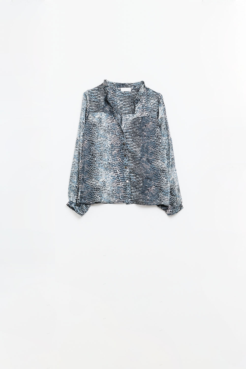 chiffon blouse in grey leopard print