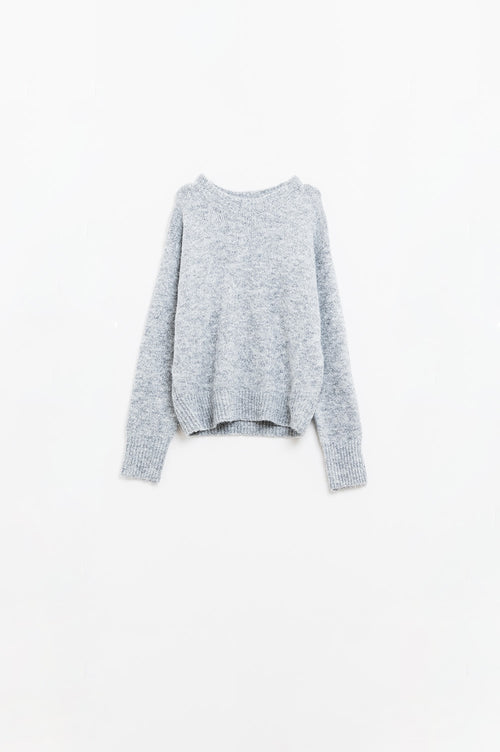 Basic Crew Neck Knitted Sweater in grey — view 2 of 3