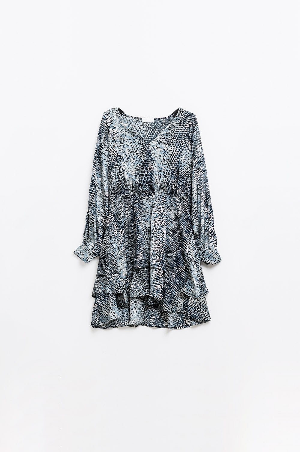 chiffon dress in grey leopard print
