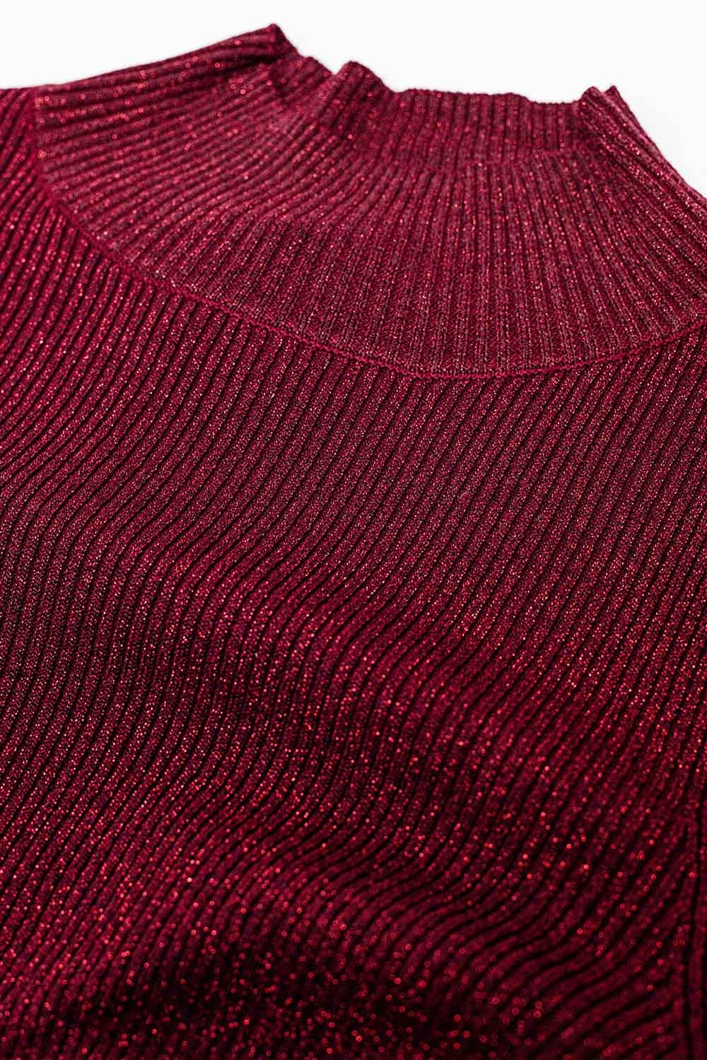 sparkeling red glitter trutle neck long sleeve Sweater