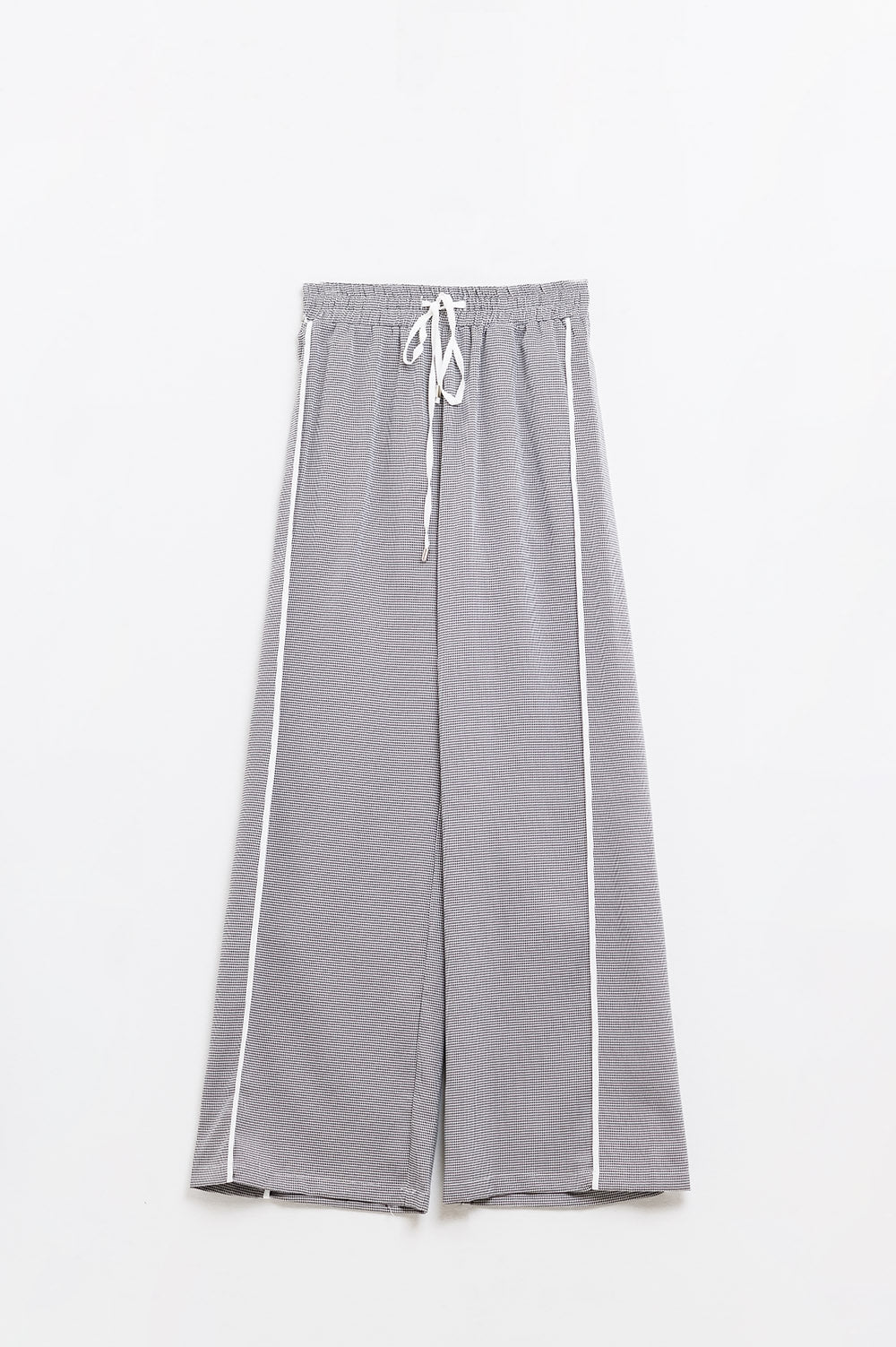 Palazzo Black and White Gingham Pants With Drawstring