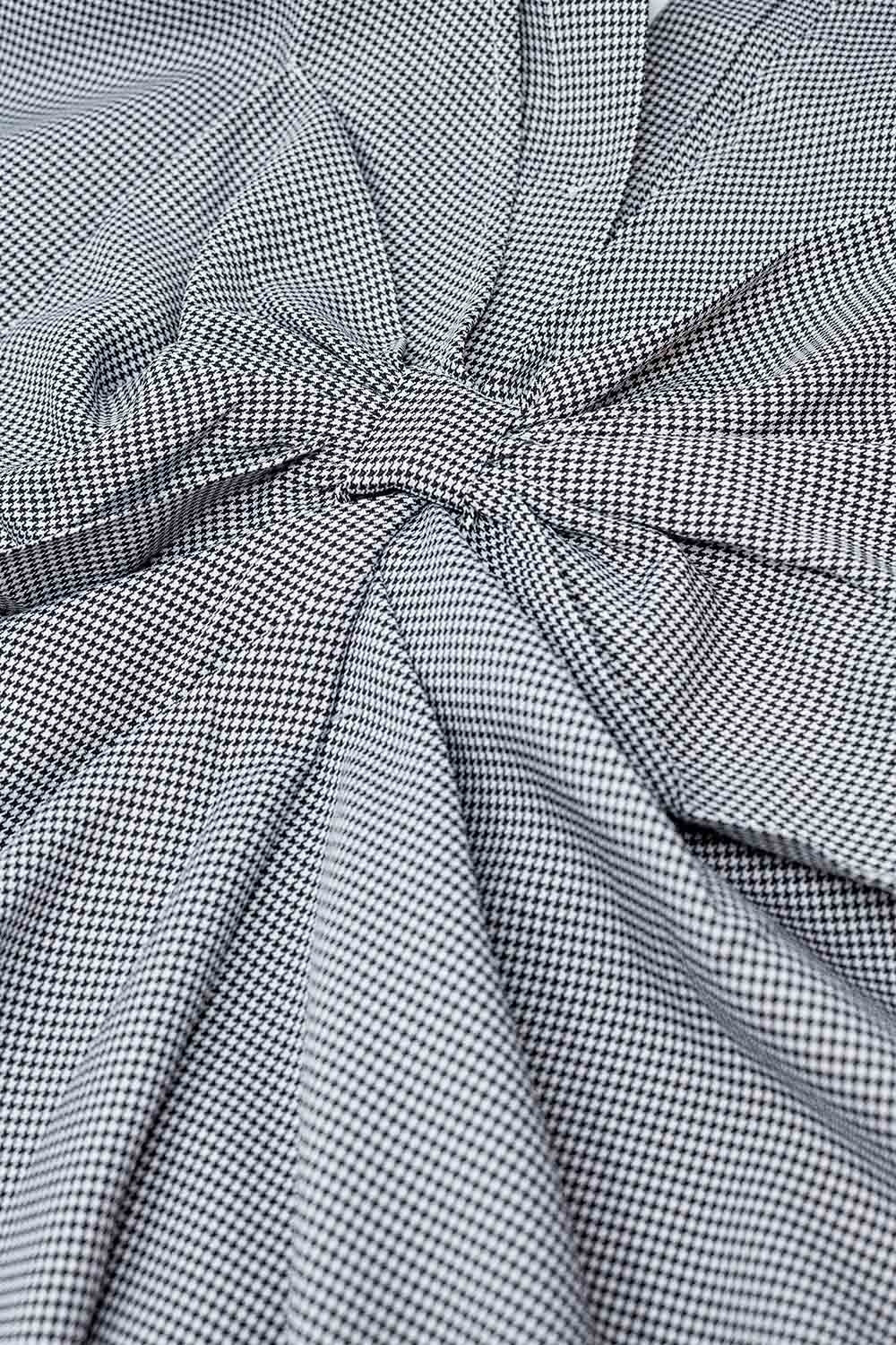 Oversize Gingham Shirt With Bow Detail in Black and White