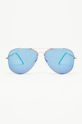 Retro Aviator Sunglasses  With Blue Smoke Lense and Golden Frame