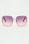 Oversized Square Metal Sunglasses In Purple Gradient Lens