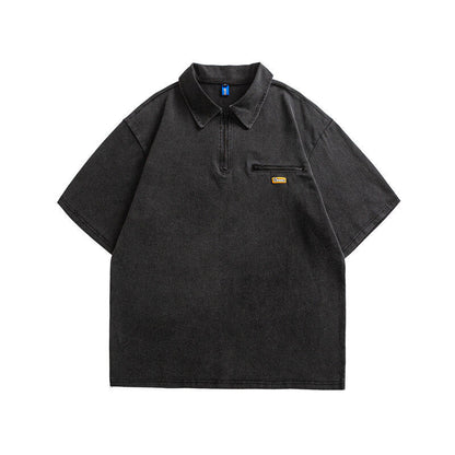 UNIKCOSA RetroMuse Splicing Half Zip Polo Shirt Unisex 💫