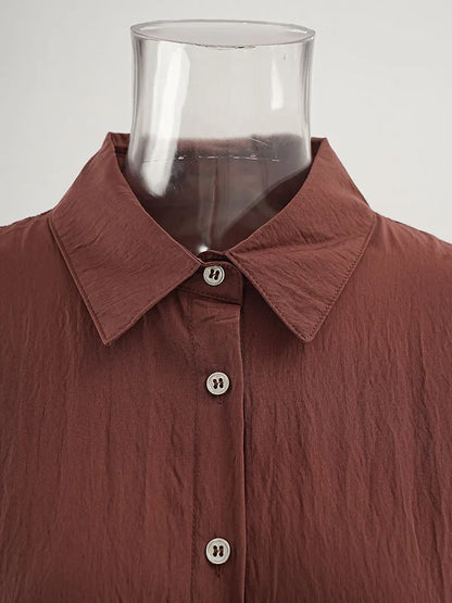 UNIKCOSA NoirFit Loose Long Sleeve Shirt Red Brown 💫