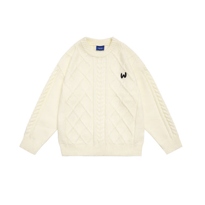 UNIKCOSA Velora Diamond Letter Embroidered Loose Sweater 💫