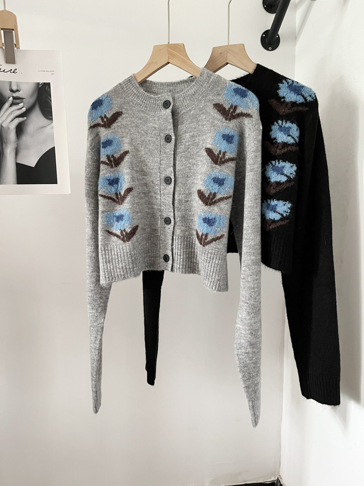 UNIKCOSA Velora Black Floral Jacquard Cardigan Top 💫