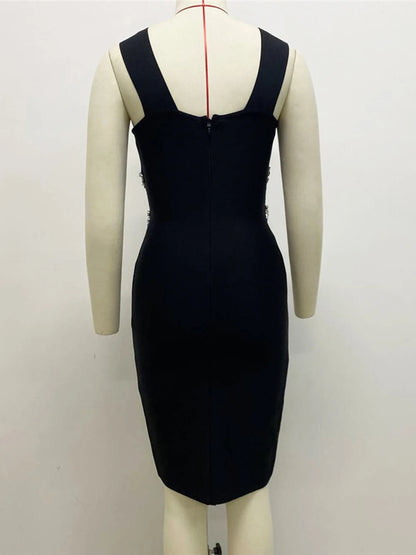 UNIKCOSA NoirFit Cross Hollow Handmade Bandage Dress 💫