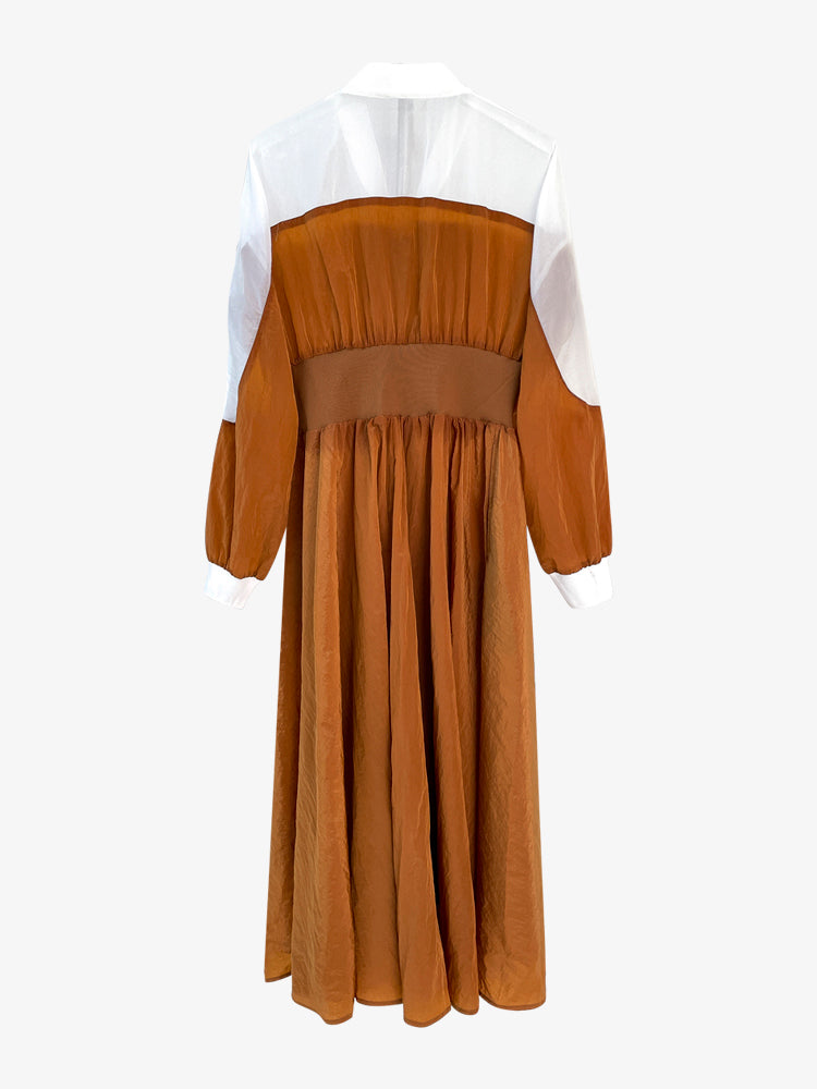 UNIKCOSA UrbanSoul Contrast Paneled Sheer Midi Dress 💫