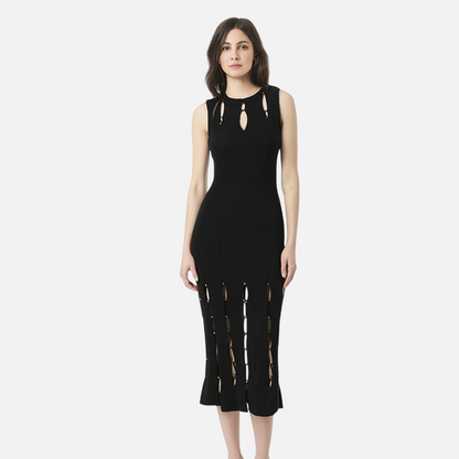UNIKCOSA LuxeEase Sleeveless Hollowed-Out Knit Dress Slit 🖤
