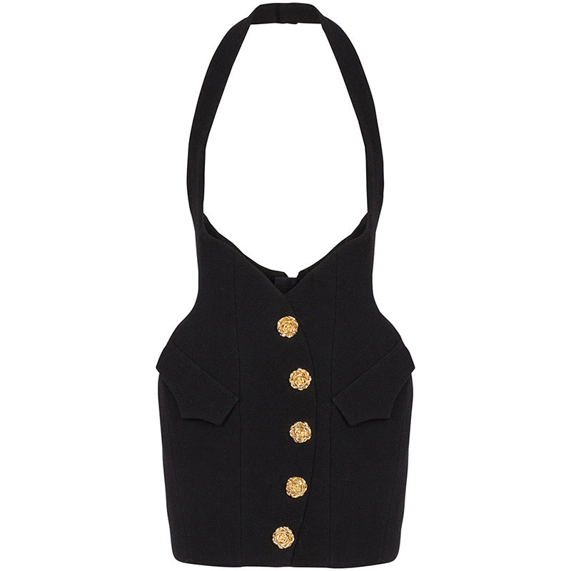 UNIKCOSA Velora Slim Fit Color Blocking Rose Button Jacket💫