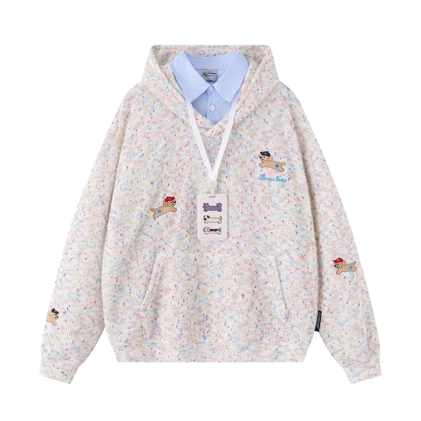 UNIKCOSA RetroMuse Colorful Dog Embroidery Hoodie 💫