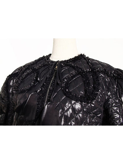 UNIKCOSA DiamondQuilt Horn-Sleeve Cotton Jacket — Elegant Short Puffer for Autumn/Winter ❄️