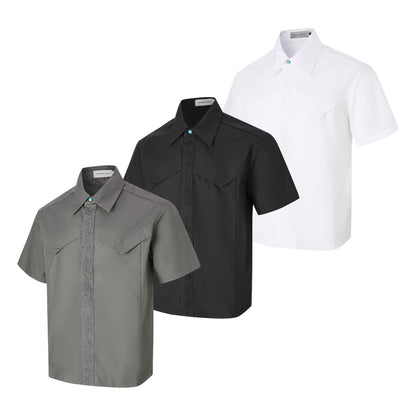 UNIKCOSA RetroMuse Embroidered Short Sleeve Shirt 🌆