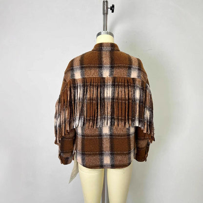 UNIKCOSA RetroMuse French Retro Plaid Tassel Coat 🌸