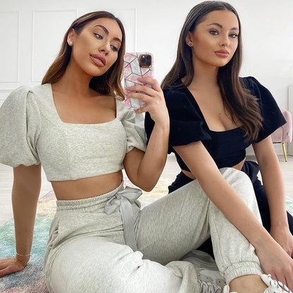 UNIKCOSA UrbanSoul Lantern Sleeve Tee and High Waist Pants 💫