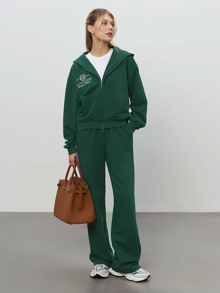 UNIKCOSA Women’s Zipper Embroidered Sweater Suit – Street Luxe Leisure Set