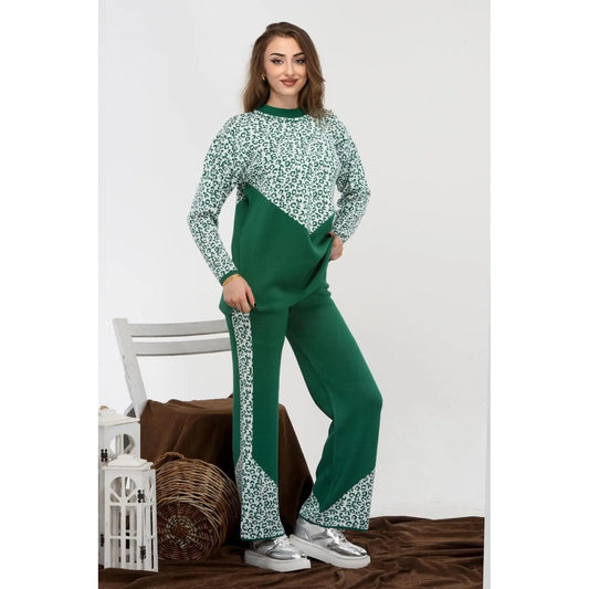 Women's Ribbed Jogger Set with Long Knitted Loungewear Top