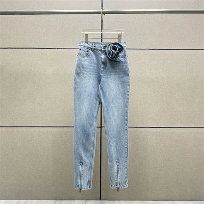 UNIKCOSA BloomFit 3D Floral High-Waist Y2K Jeans 🌸