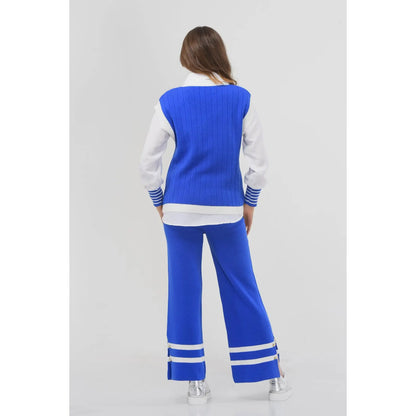 Women's 3-Piece Striped Knitwear Set V‑Neck Casual Sweater