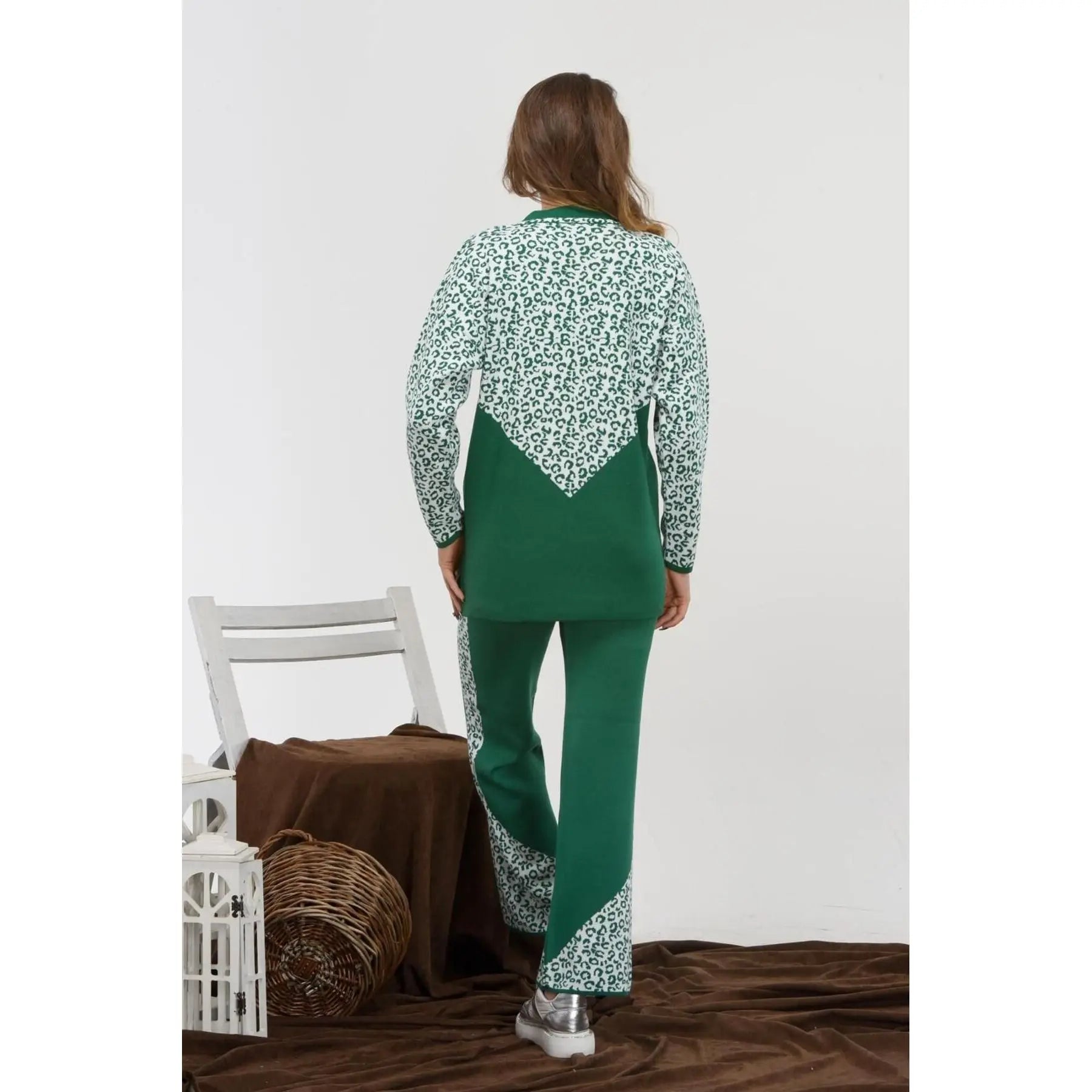 Women's Ribbed Jogger Set with Long Knitted Loungewear Top