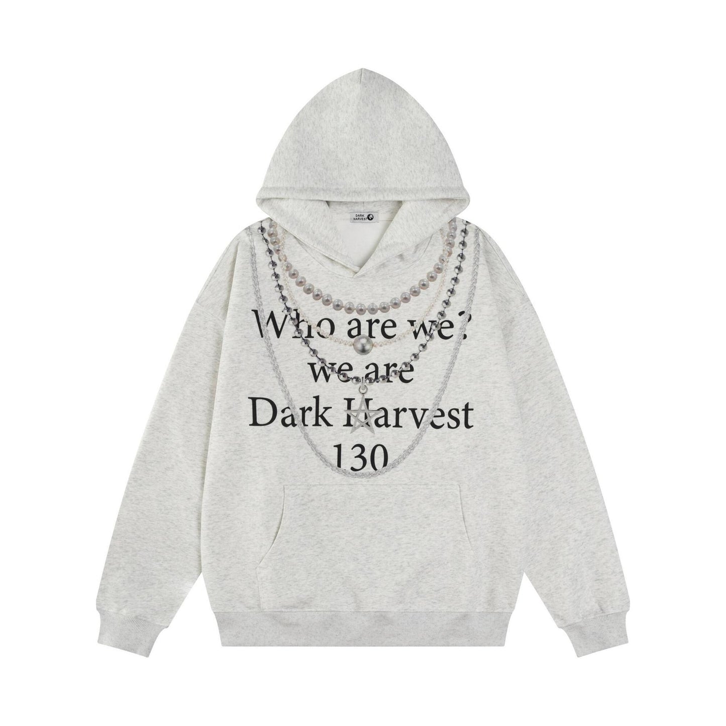 UNIKCOSA Velora Pearl Chain Slogan Hoodie Luxury Streetwear💫