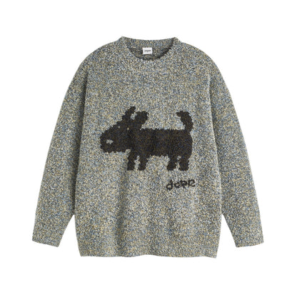 UNIKCOSA UrbanSoul Dog Jacquard Loose Unisex Sweater 💫