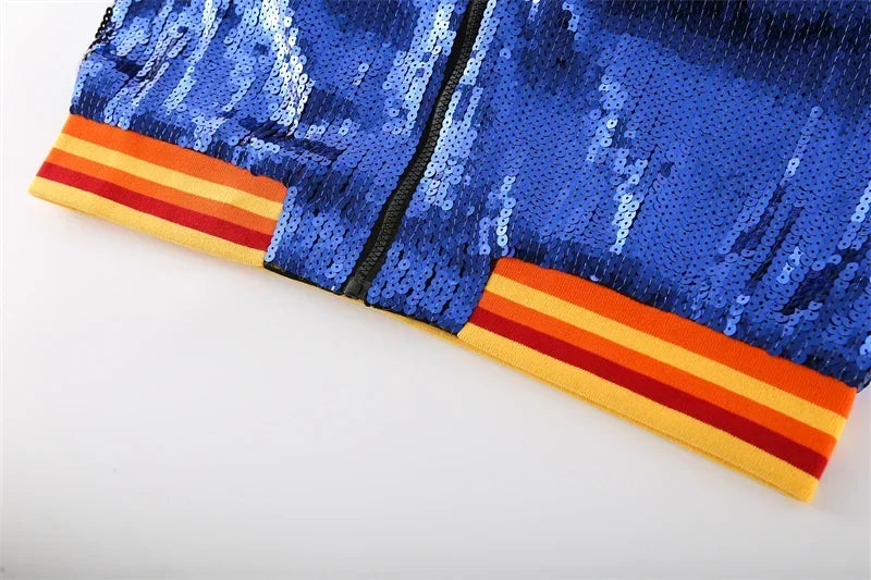 UNIKCOSA NightLuxe Sequin Patchwork Street Jacket for Women ✨